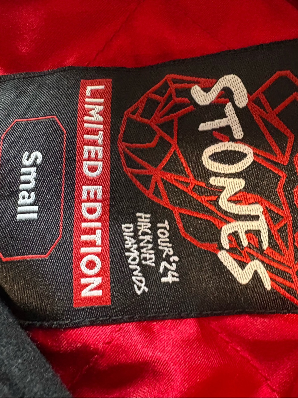 Rolling Stones Limited Edition Black Tour '24 Embroidered Varsity Jacket - Picture 6 of 8